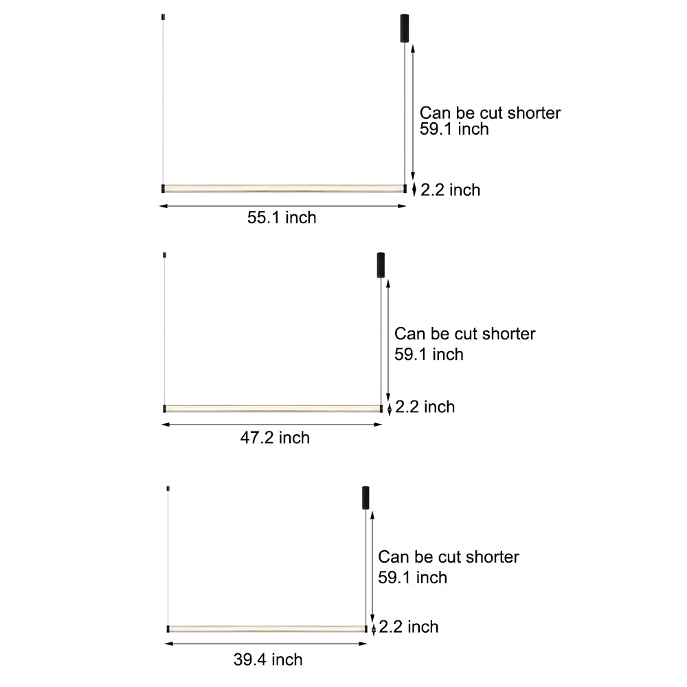 1 - Light Glass Linear LED Island Pendant Light