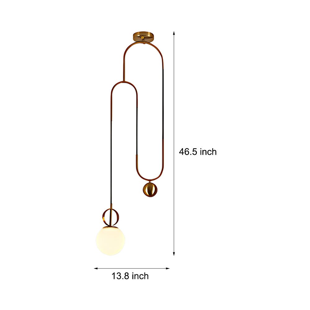 1 - Light Gold Hanging Opal Glass Globe Pendant Light