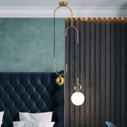 1 - Light Gold Hanging Opal Glass Globe Pendant Light