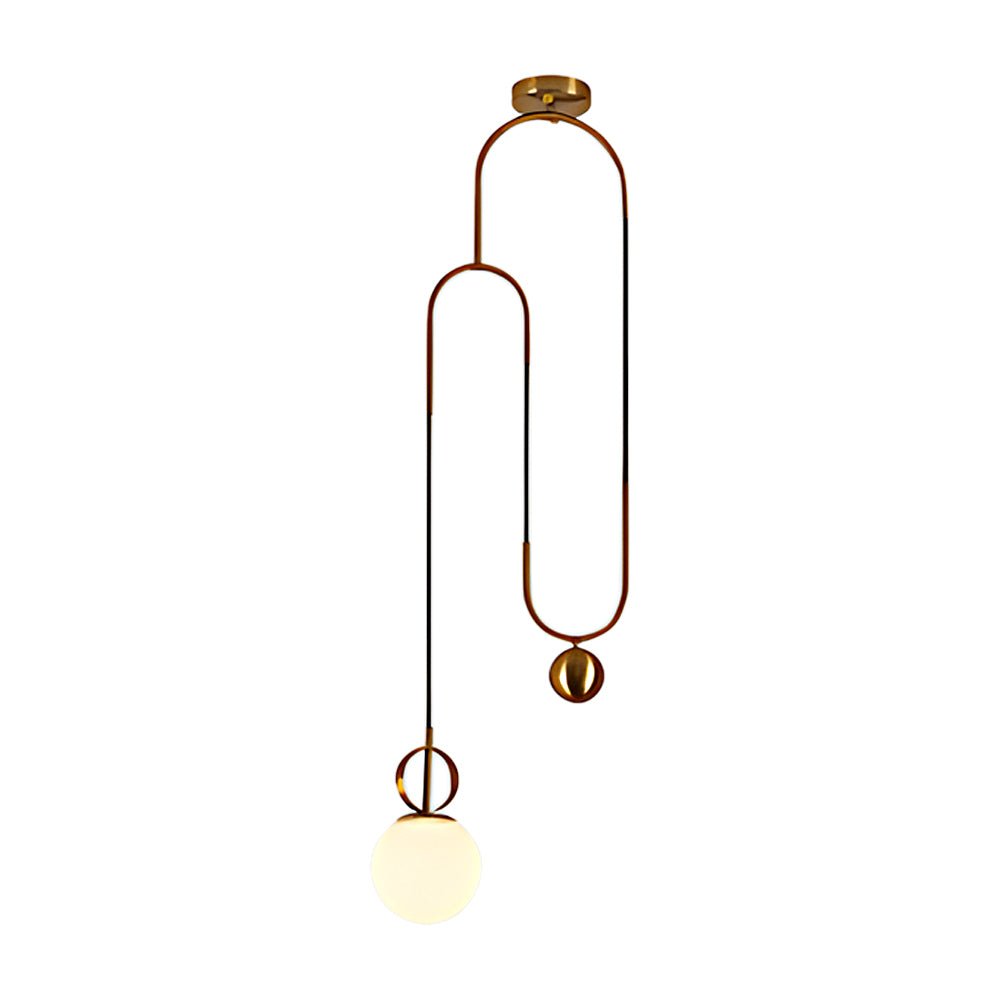 1 - Light Gold Hanging Opal Glass Globe Pendant Light