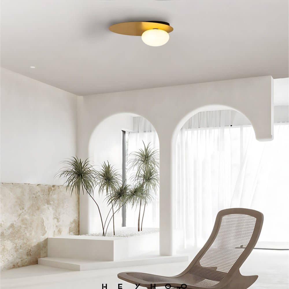 1 - Light LED Oval Metal White Glass Flush Mount Ceiling Light