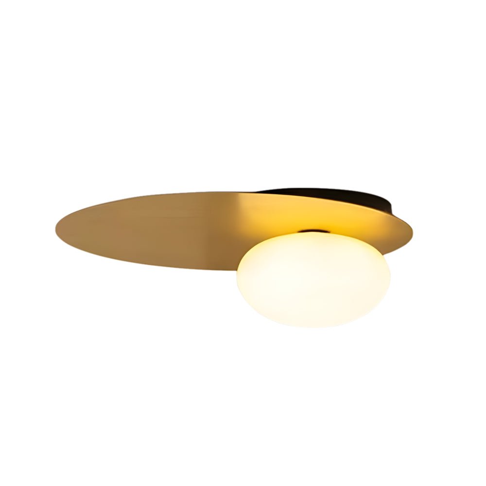 1 - Light LED Oval Metal White Glass Flush Mount Ceiling Light