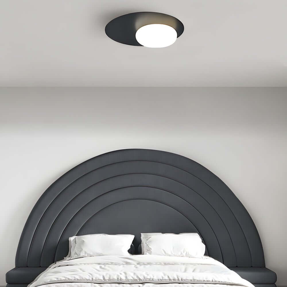 1 - Light LED Oval Metal White Glass Flush Mount Ceiling Light