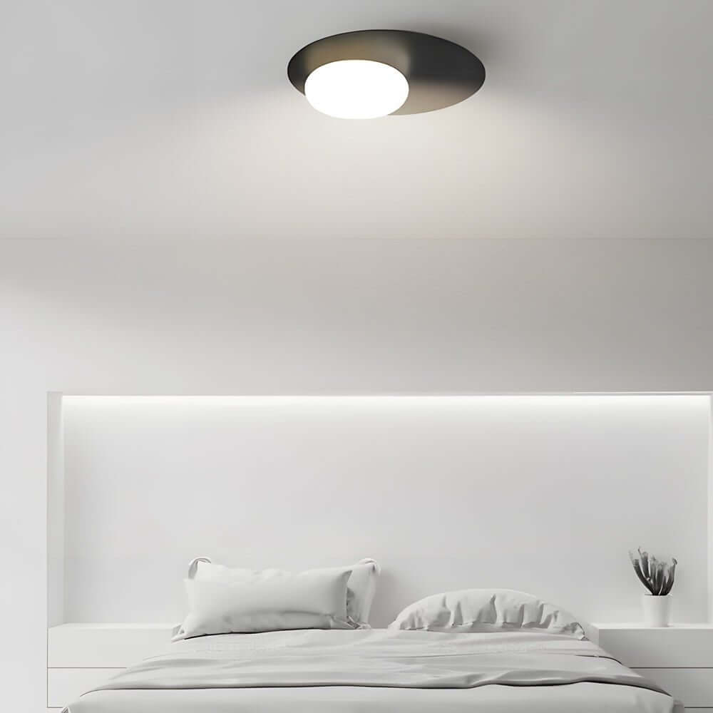 1 - Light LED Oval Metal White Glass Flush Mount Ceiling Light