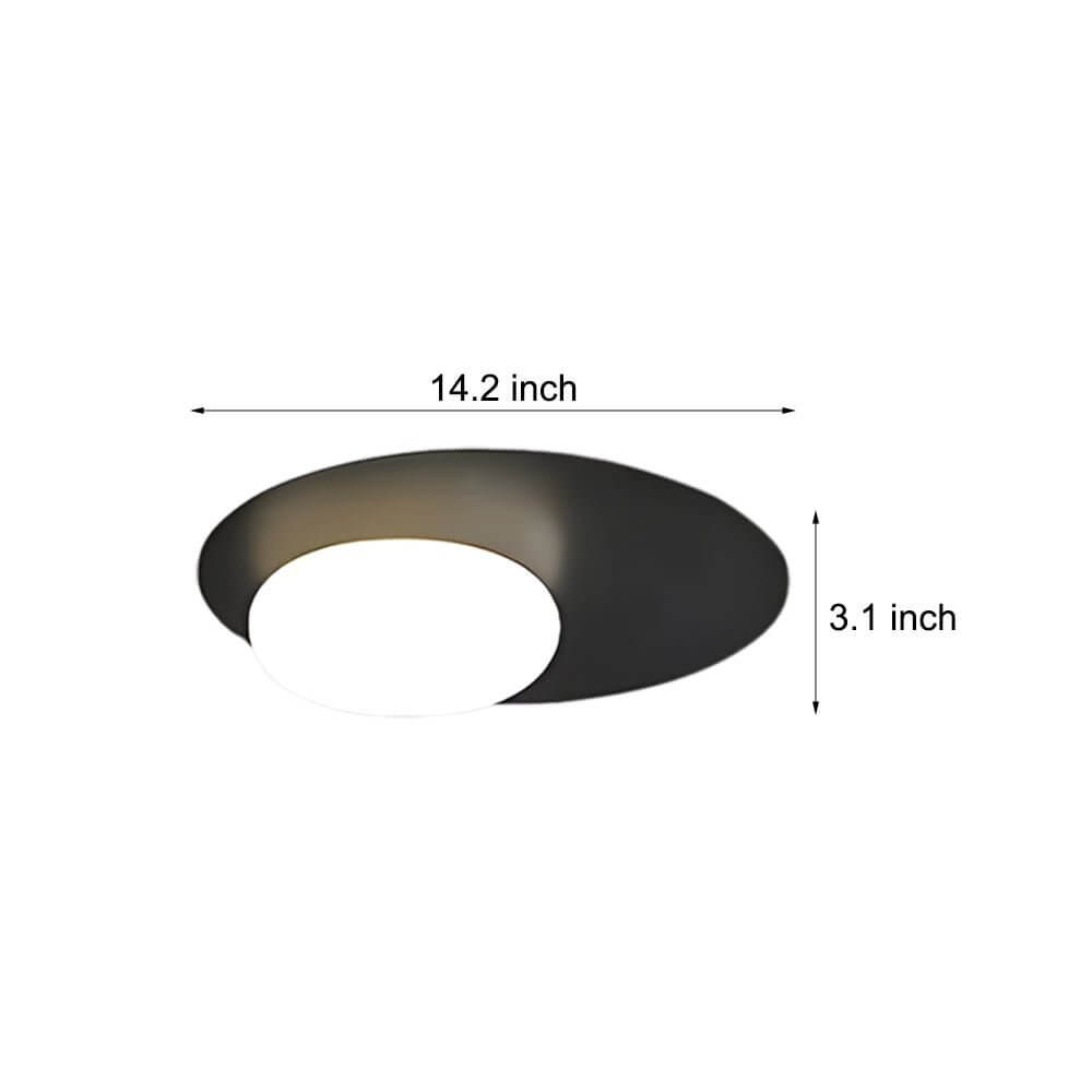 1 - Light LED Oval Metal White Glass Flush Mount Ceiling Light