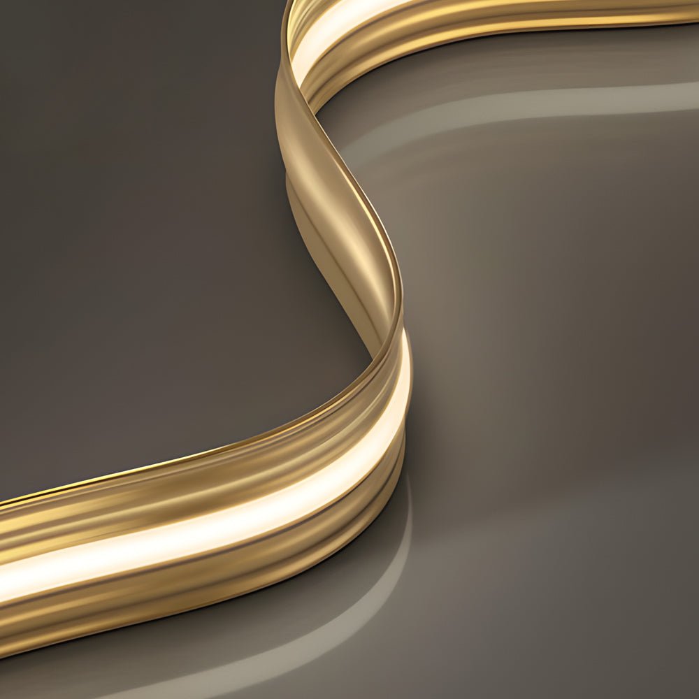 1 - Light Linear LED Brass Elegant Flow Wave Pendant Light for Kitchen Island