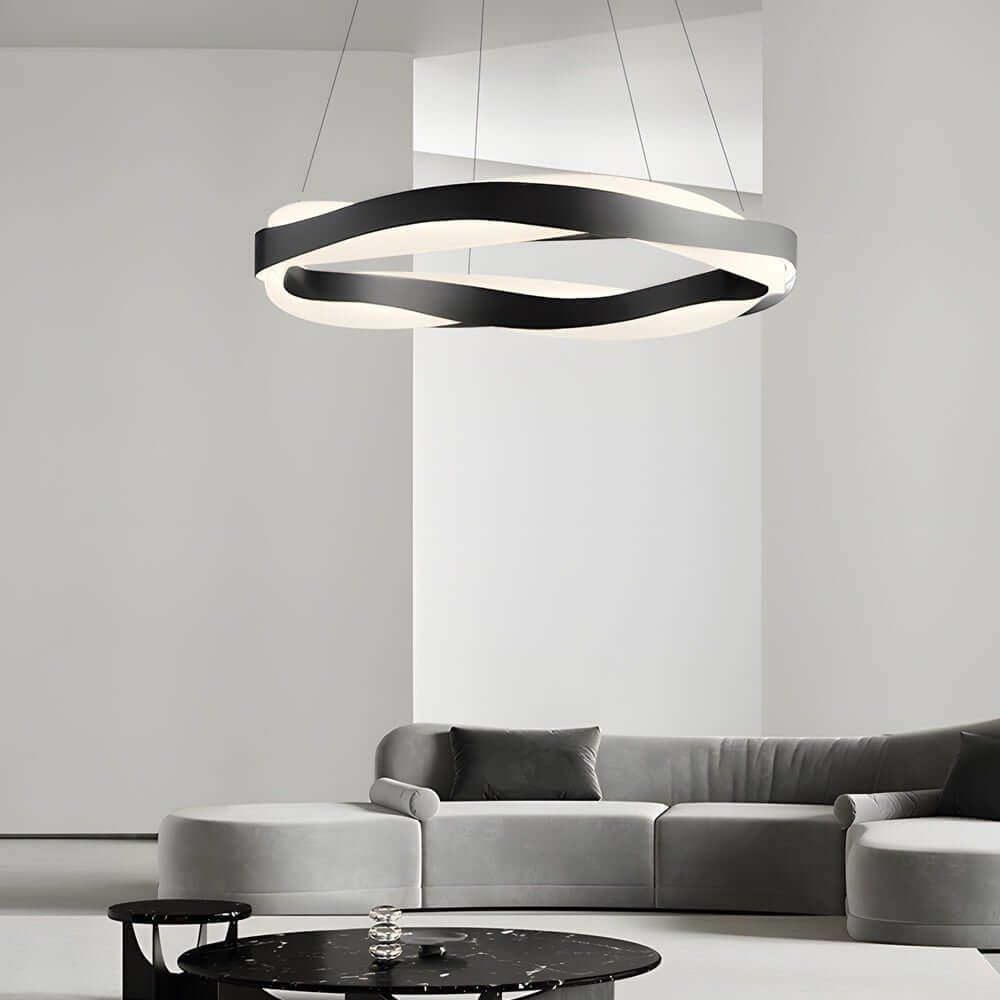 1 - Light Linear Wavy Round LED Pendant Light