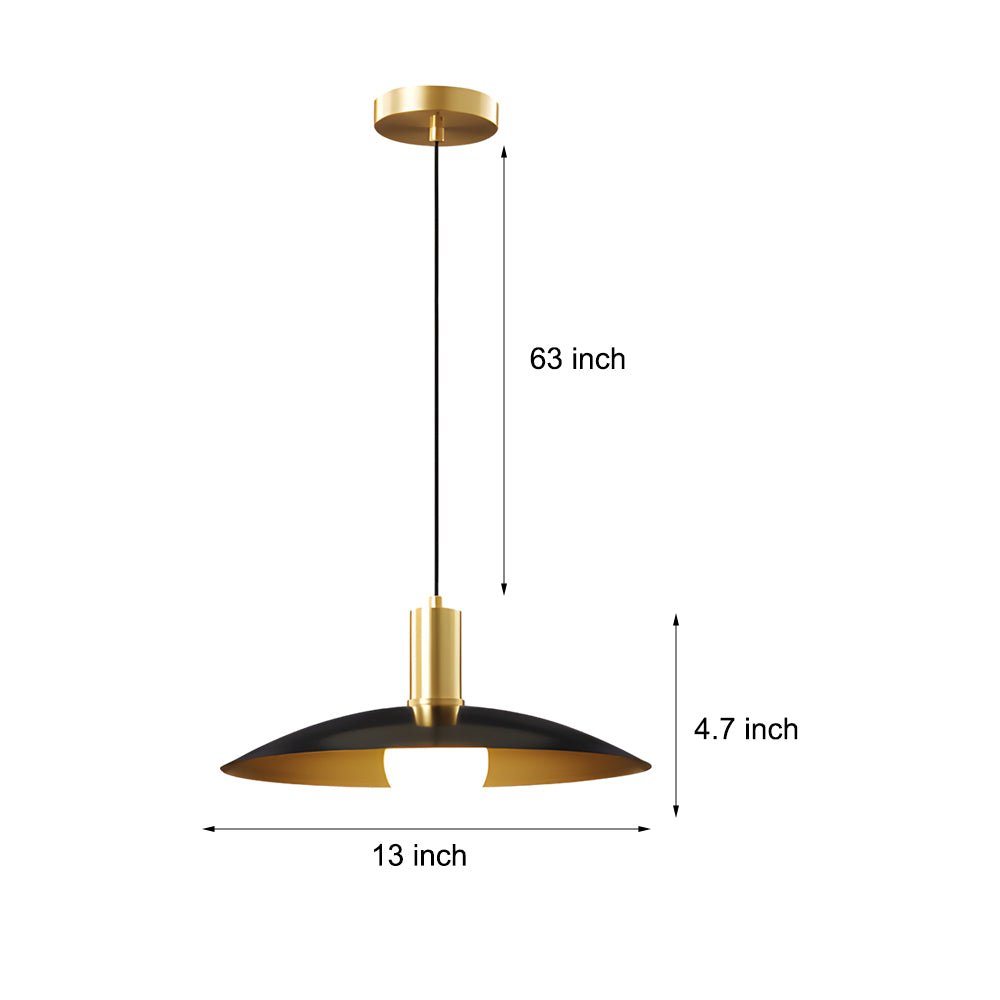 1 - Light Mid - Century Brass Flared Pendant Light with White Glass Shade