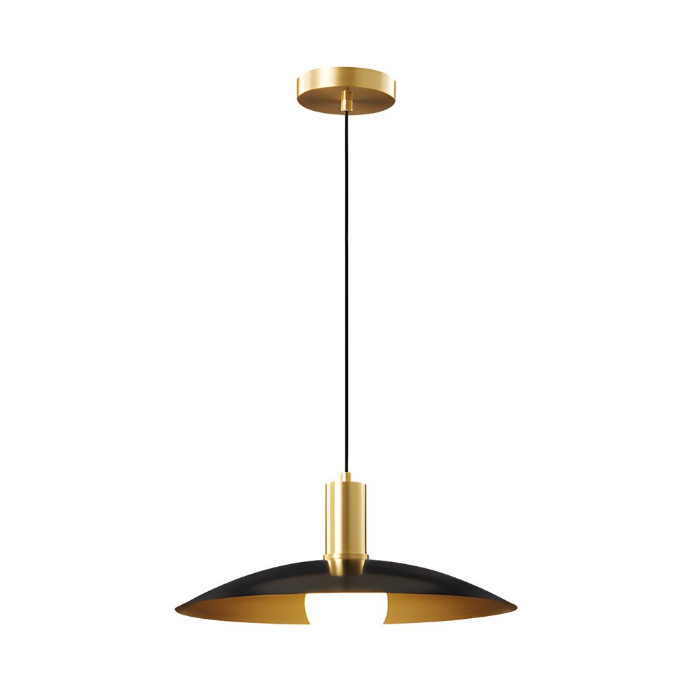 1 - Light Mid - Century Brass Flared Pendant Light with White Glass Shade