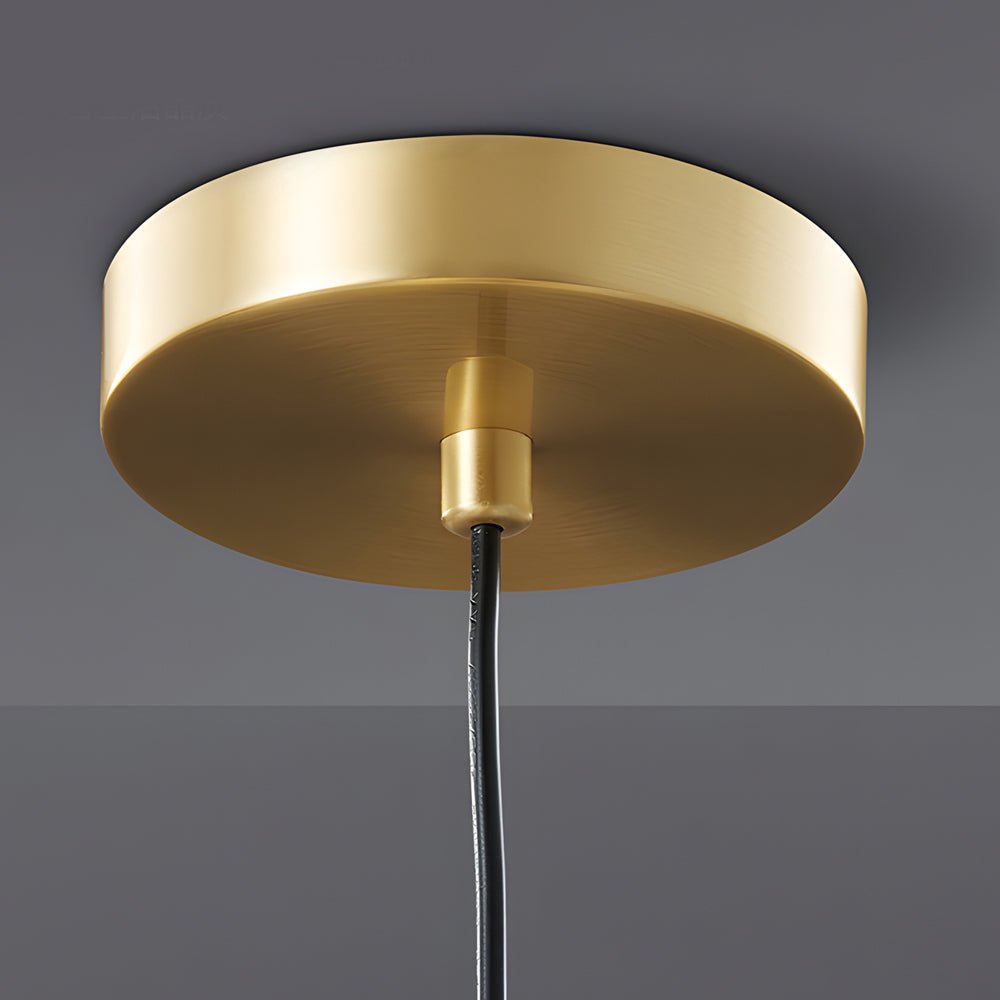 1 - Light Mid - Century Brass Flared Pendant Light with White Glass Shade