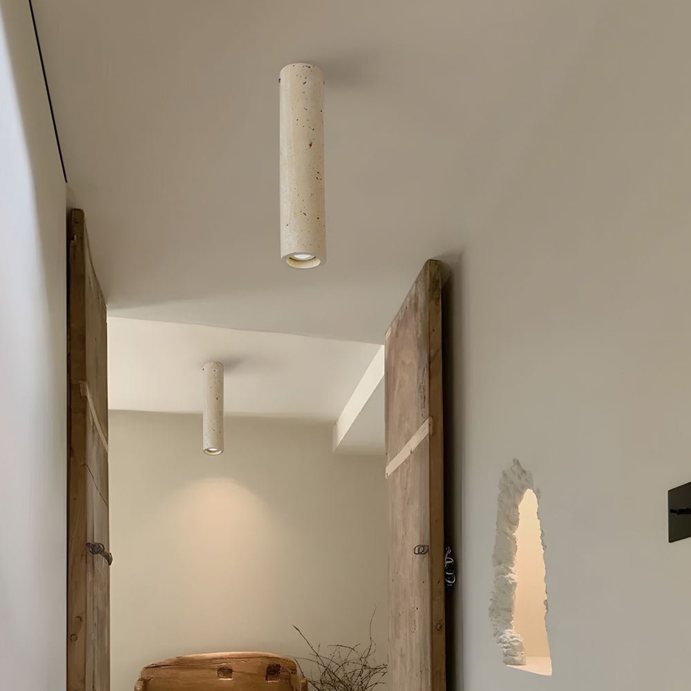 1 - Light Modern Yellow Travertine Long Tube Ceiling Lamp for Hallway, Entrance