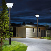 1 - Light Round Solar LED Outdoor Lamp Post in Black