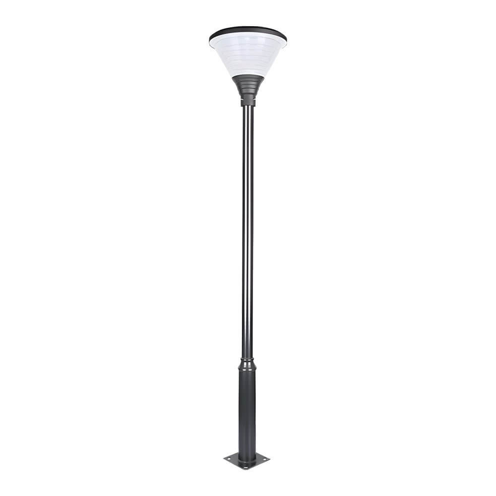 1 - Light Round Solar LED Outdoor Lamp Post in Black