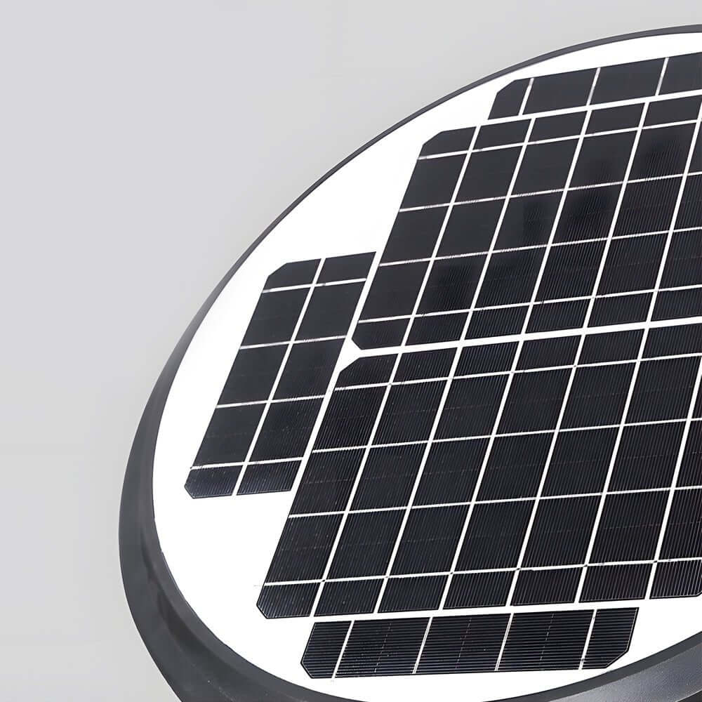 1 - Light Round Solar LED Outdoor Lamp Post in Black