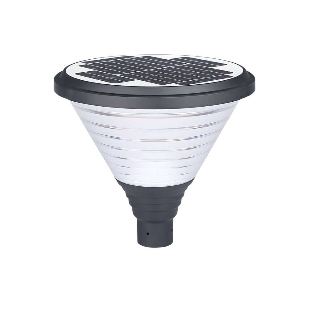 1 - Light Round Solar LED Outdoor Lamp Post in Black