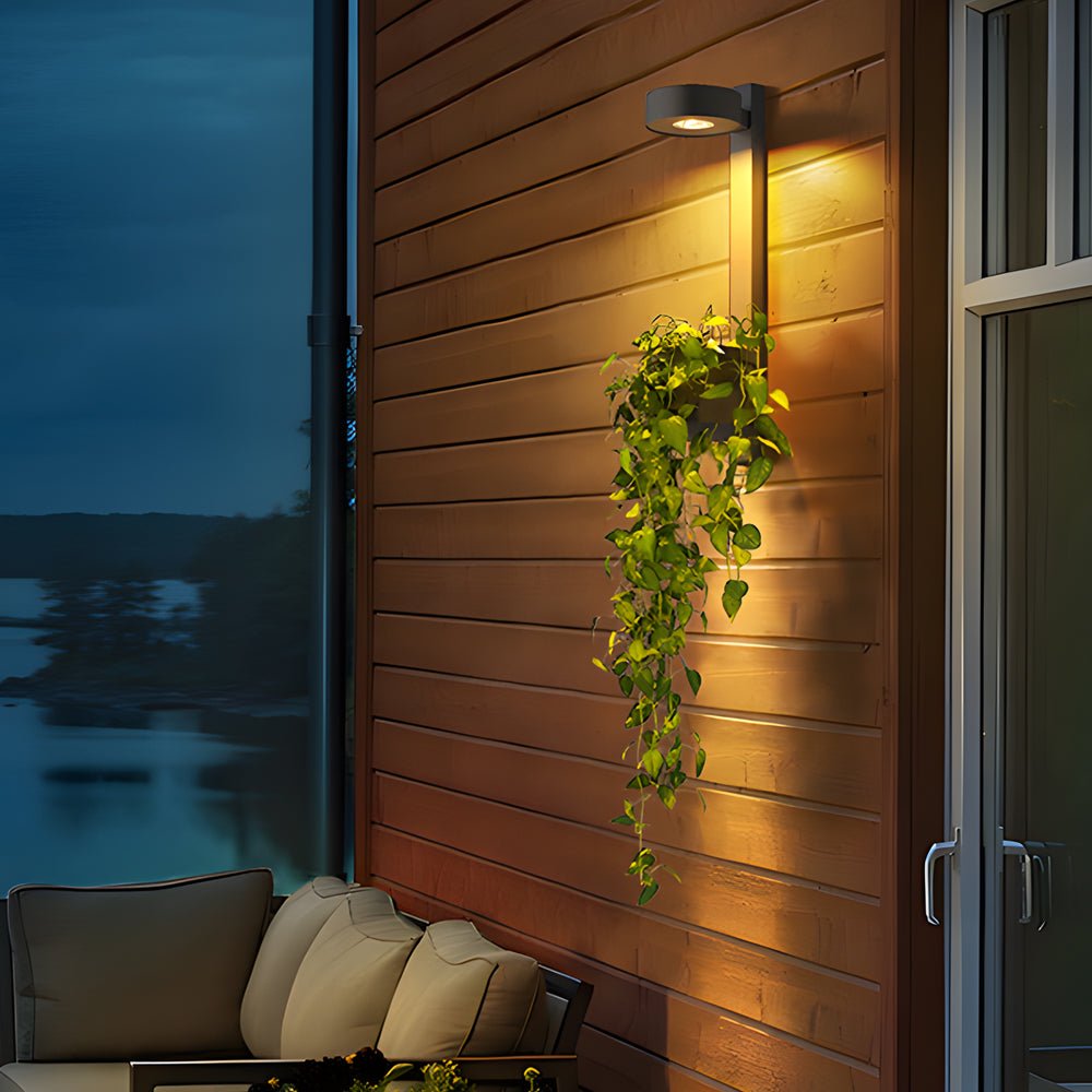 1 - Light Solar Wall Mounted Plant Stand Outdoor Wall Light with Planter