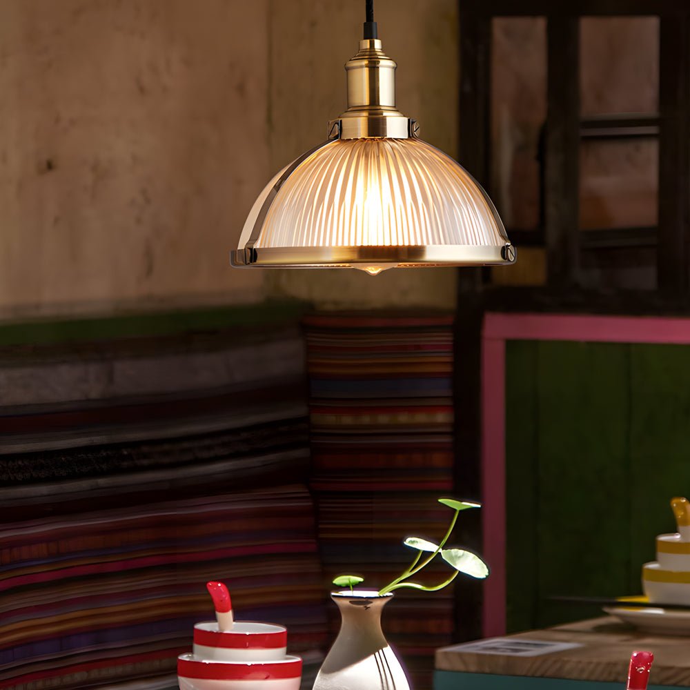 1 - Light Striped Glass Shade Tungsten Wire 40W Pendant Lights