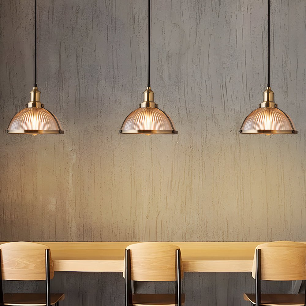 1 - Light Striped Glass Shade Tungsten Wire 40W Pendant Lights