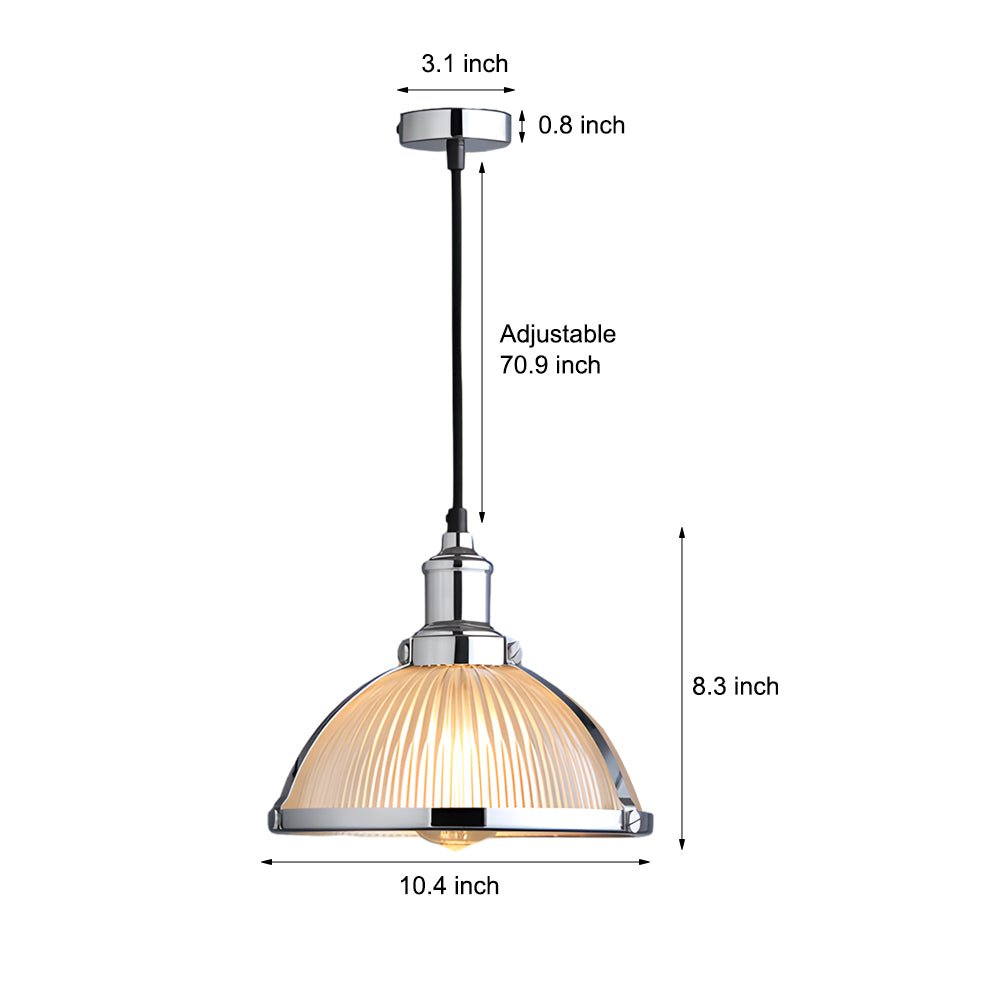 1 - Light Striped Glass Shade Tungsten Wire 40W Pendant Lights