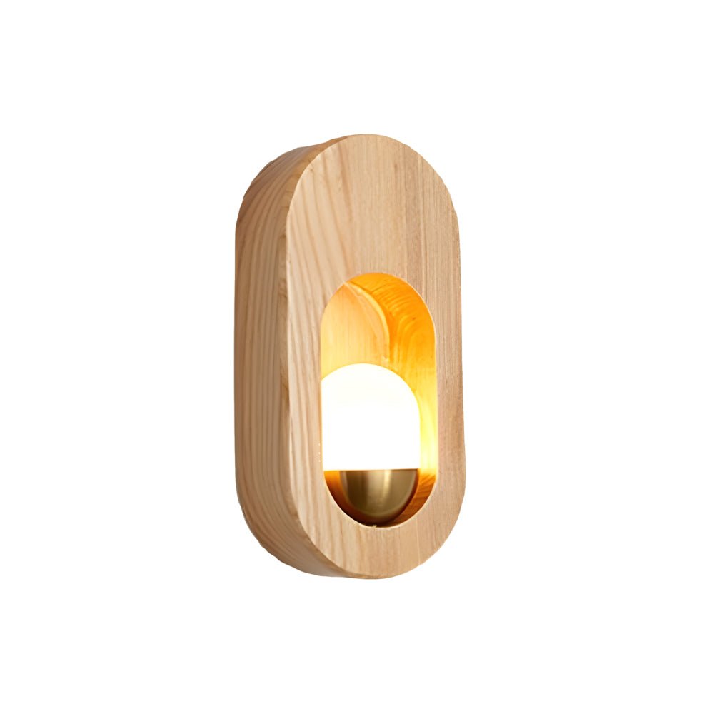 1 - Light Wood Oval Wall Sconce - Wood/Walnut
