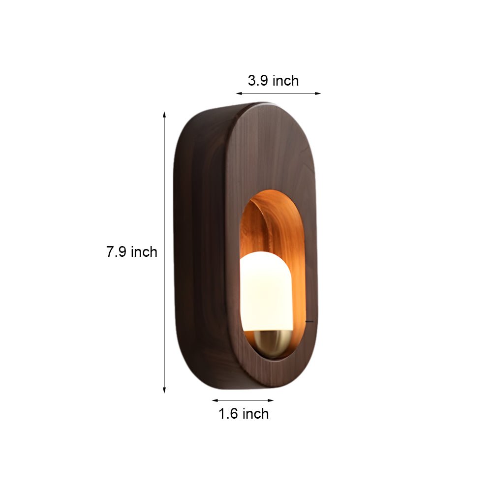 1 - Light Wood Oval Wall Sconce - Wood/Walnut