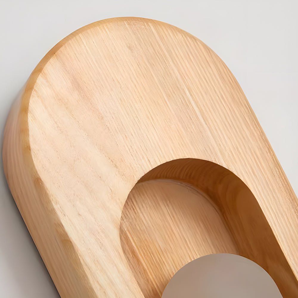 1 - Light Wood Oval Wall Sconce - Wood/Walnut