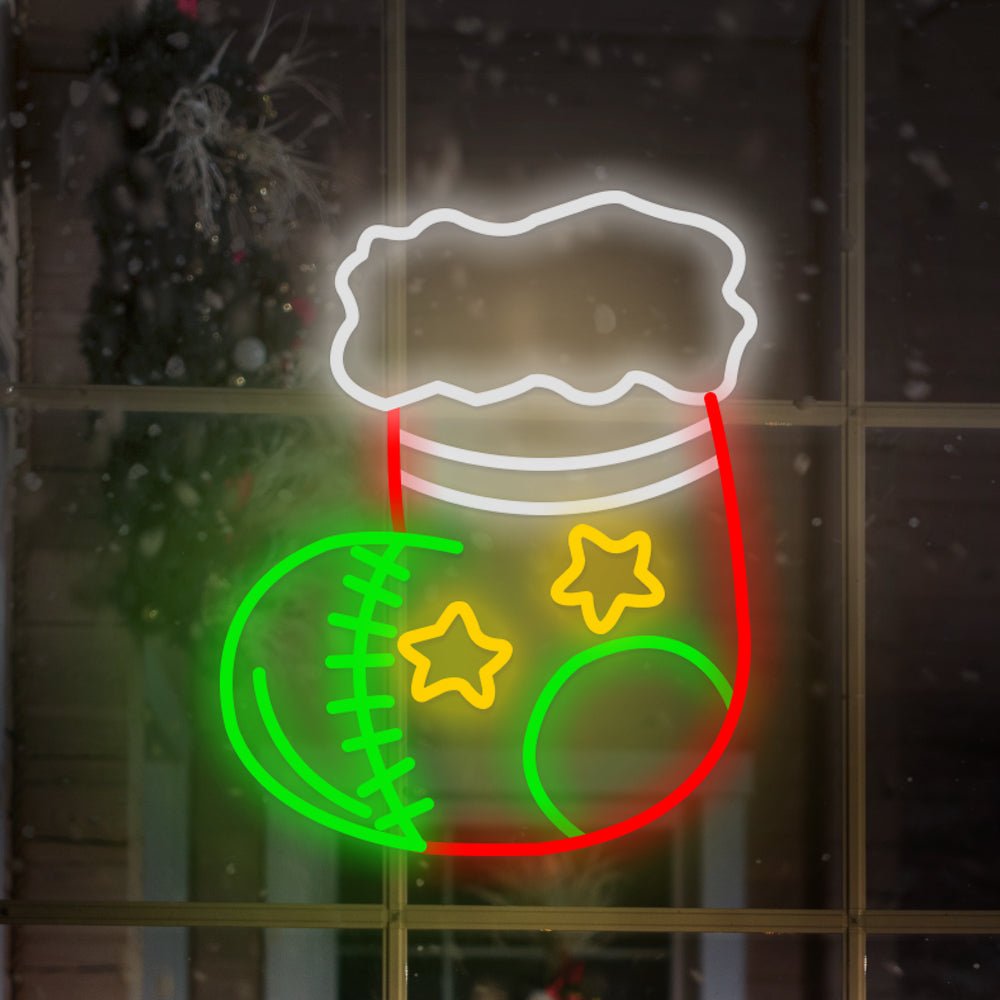 1 Piece Christmas Socks Decor Acrylic Artwork LED Neon Signs Lights