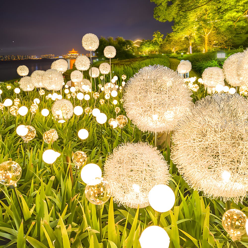 10 - Piece Solar Dandelion Pathway Lights LED Outdoor Garden Lighting Set