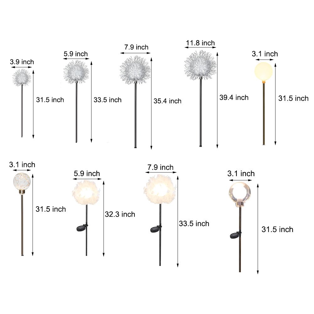 10 - Piece Solar Dandelion Pathway Lights LED Outdoor Garden Lighting Set