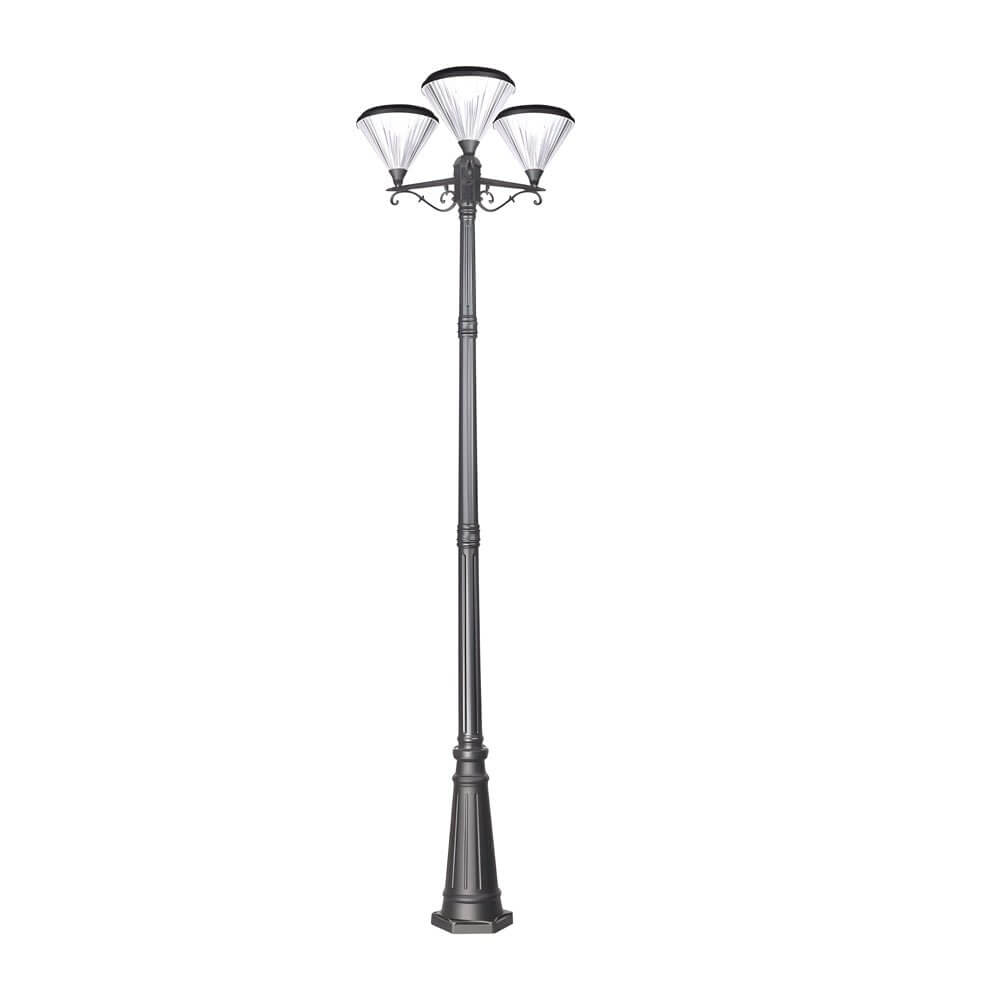 102 - Inch Black Outdoor Street Light with 3 - Light Post Lamp and Pole
