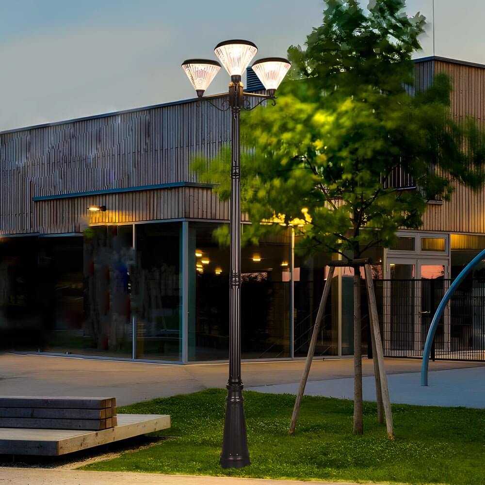 102 - Inch Black Outdoor Street Light with 3 - Light Post Lamp and Pole