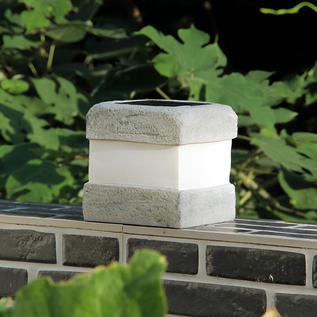 Sleek Square Resin Solar LED Garden Lamp