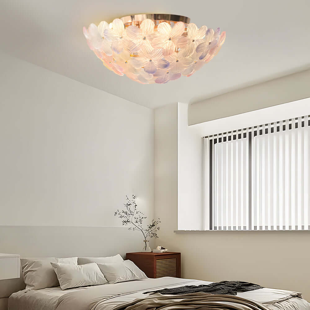 Glass Semi Flush Mount Ceiling Light French Petal Light