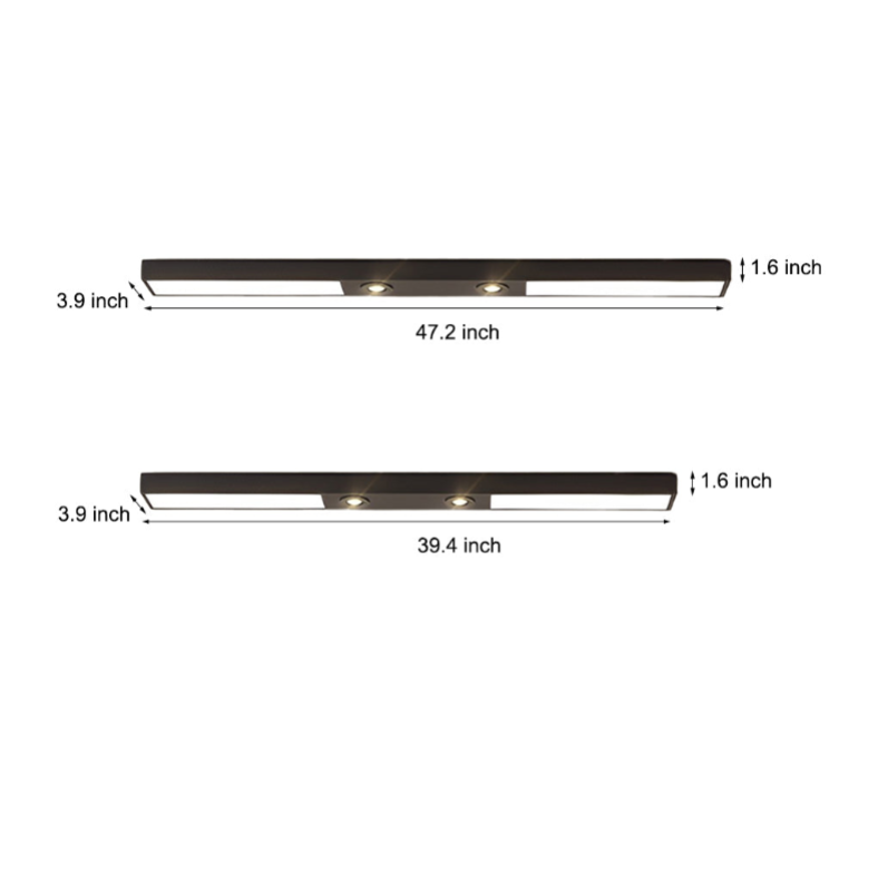 Long Linear LED Black Modern Ceiling Lights Spot Light  Flush Mount Ceiling Lighting