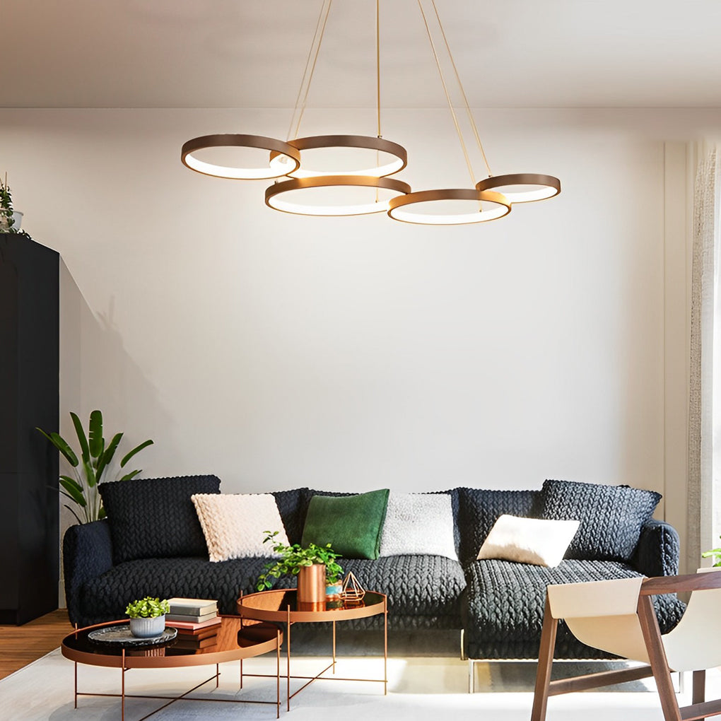 3 Rings Chandelier Dimmable Kitchen Dining Room Lighting Ceiling Lights with Remote Control - Dazuma