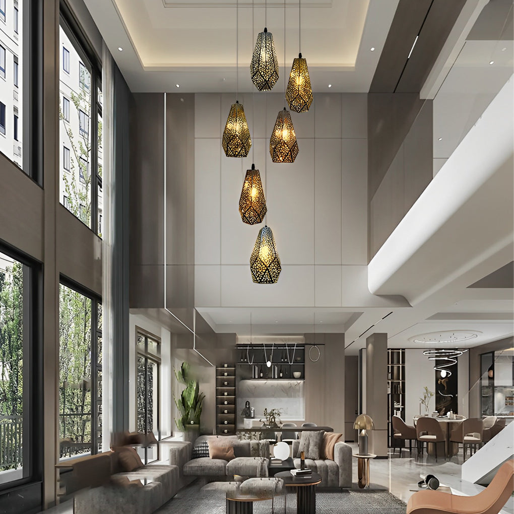 Hollow Stainless Steel Gourd Electroplated Postmodern Chandelier - Dazuma