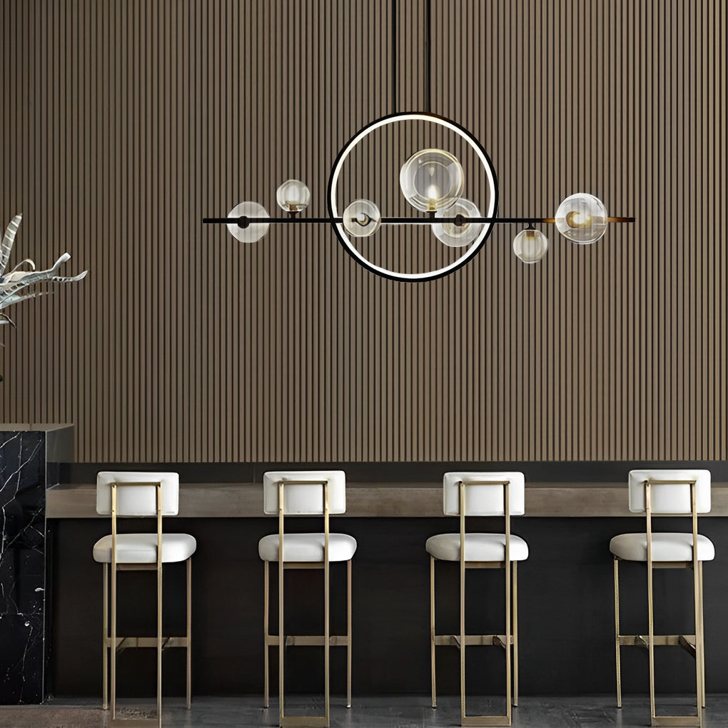 Moon Glass Bubbles Strip LED Black Postmodern Dining Room Chandeliers