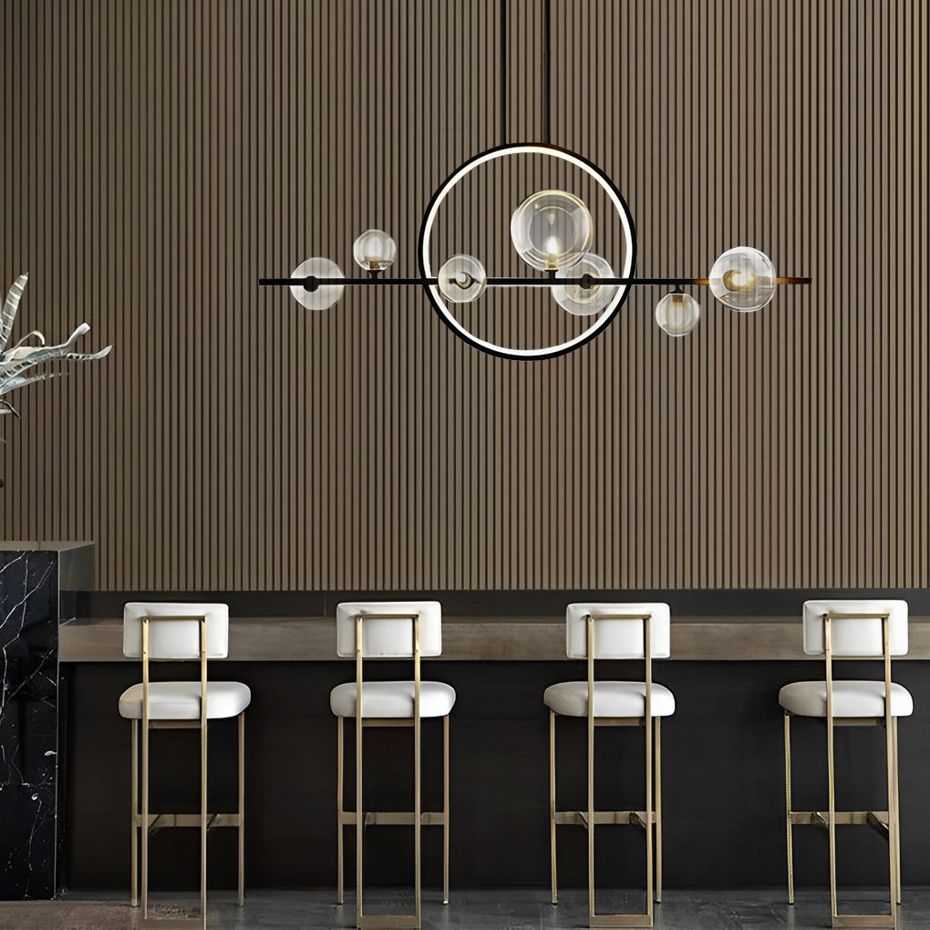 Moon Glass Bubbles LED Black Postmodern Dining Room Chandeliers