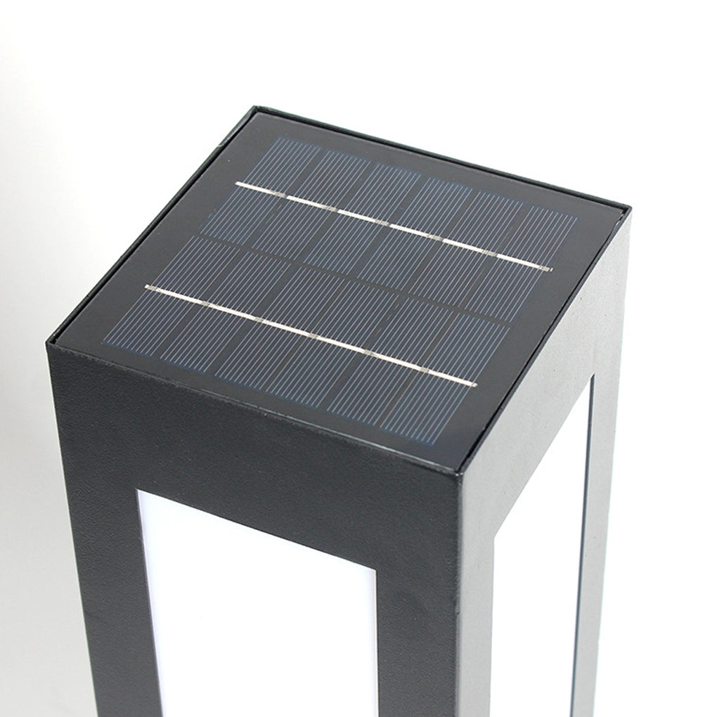 Modern Black Solar Bollard Lights Automatic, Waterproof LED Outdoor Lighting