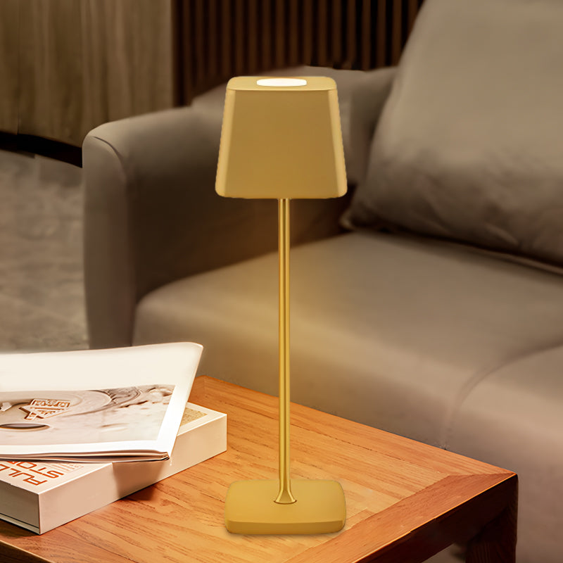 Square Portable Type C Rechargeable Integrated LED Table Lamp Touch-dimming Reading Light