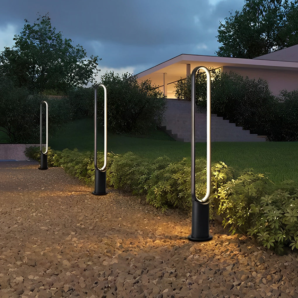 Modern Long Linear LED Solar Pathway Lights in Black Aluminum, Waterproof