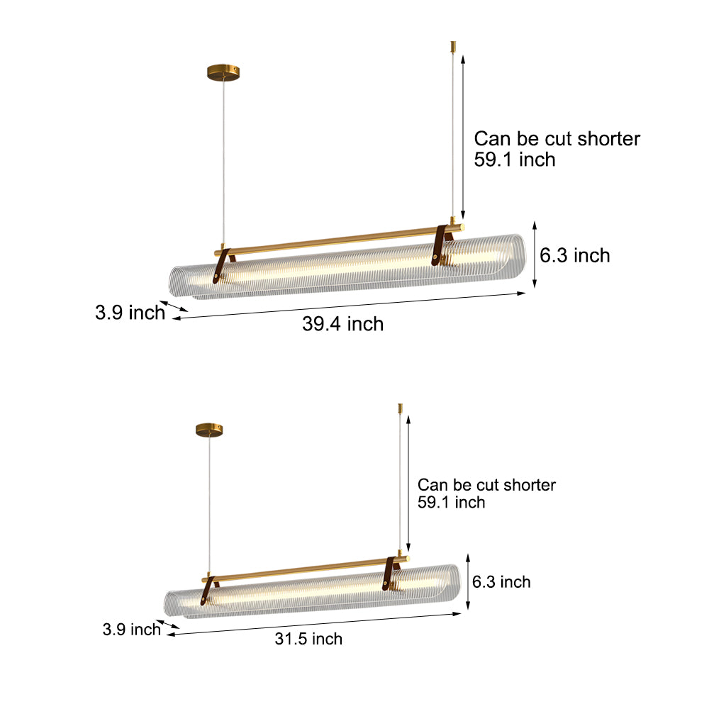 Acrylic Nami Linear Pendant Island Light with Adjustable Hanging Length