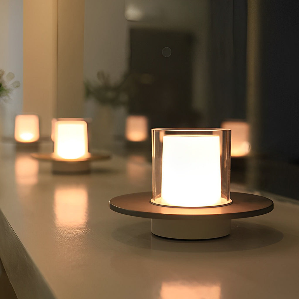 Modern Candle Cordless Table Lamp USB Touch/Gesture Dimming LED Night Light
