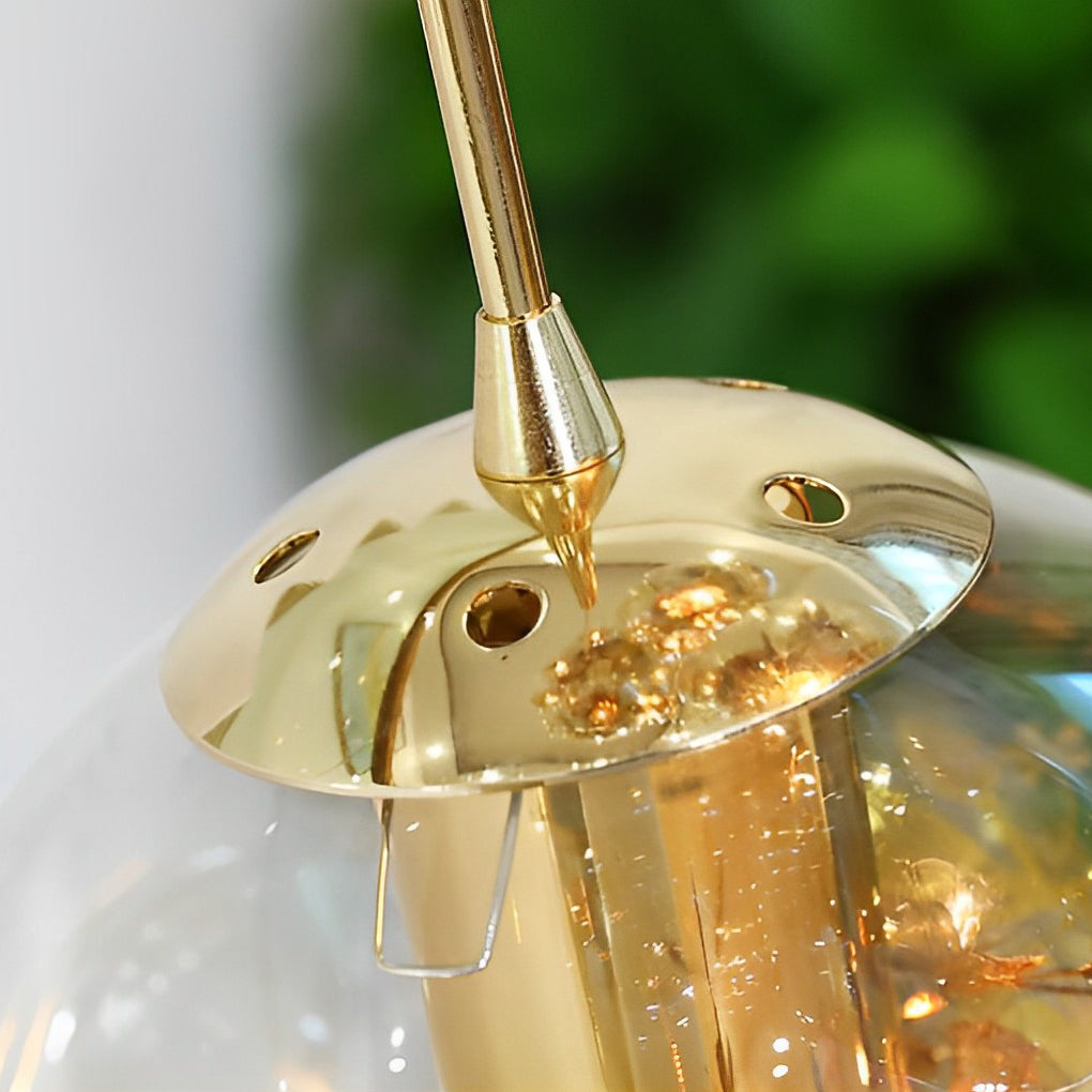 Cognac Color Glass Globes Shade Adjustable Modern Long Chandelier