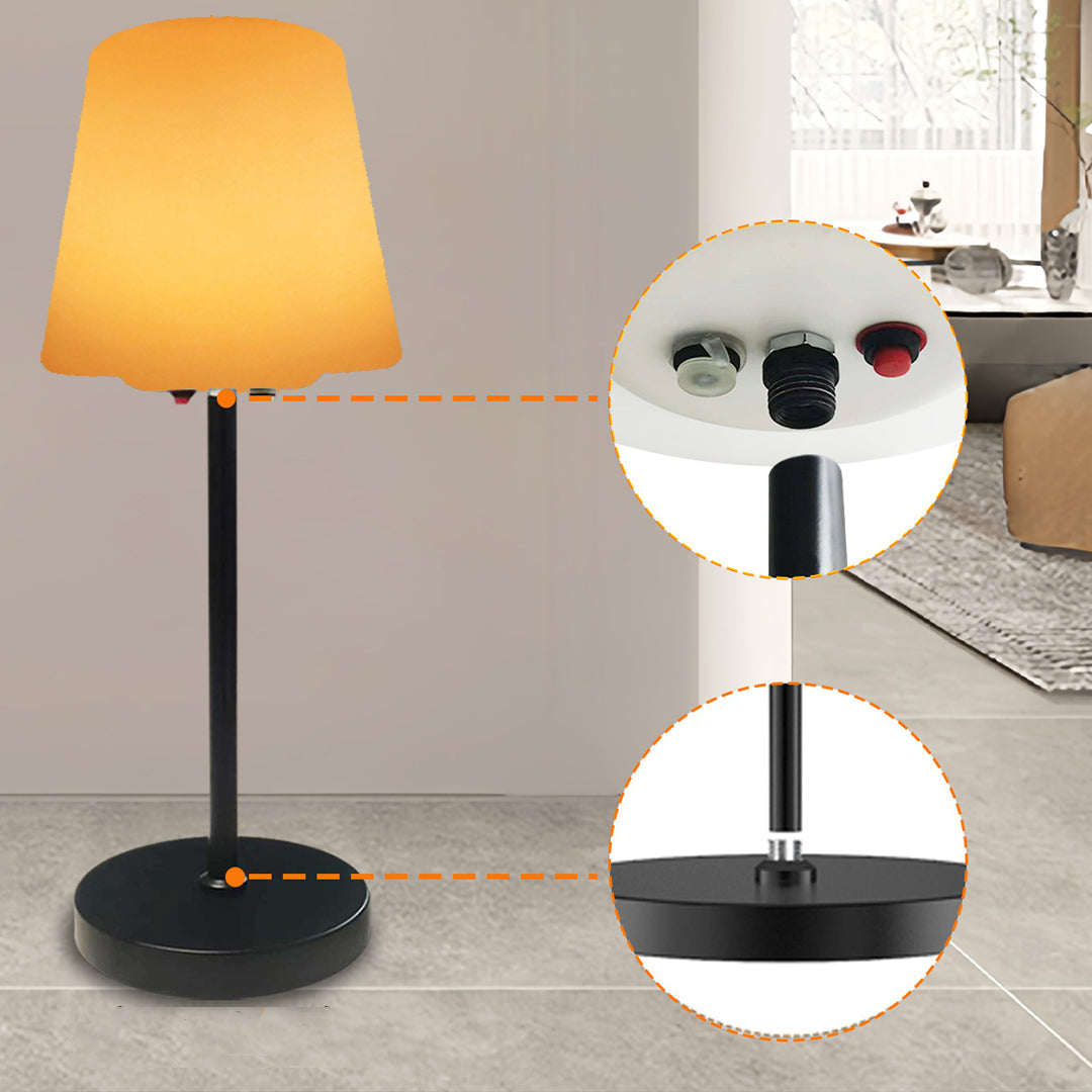 Wireless LED lamp with charging indicator and base detail showing modern design features