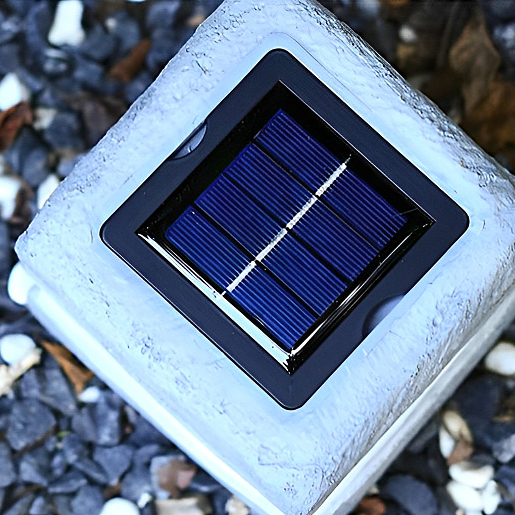 Square Resin Stone Waterproof LED Modern Solar Outdoor Lights Garden Lamp