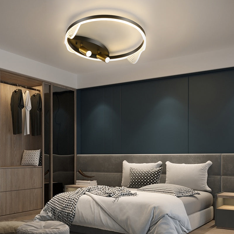 Round 3 Step Dimming LED Creative Modern Ceiling Lights with 2 Spotlights