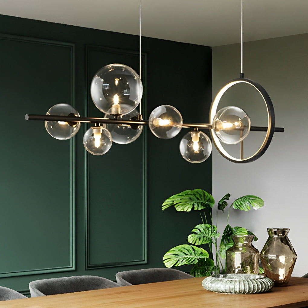 Circular Glass Bubbles LED Black Nordic Dining Room Chandeliers Light