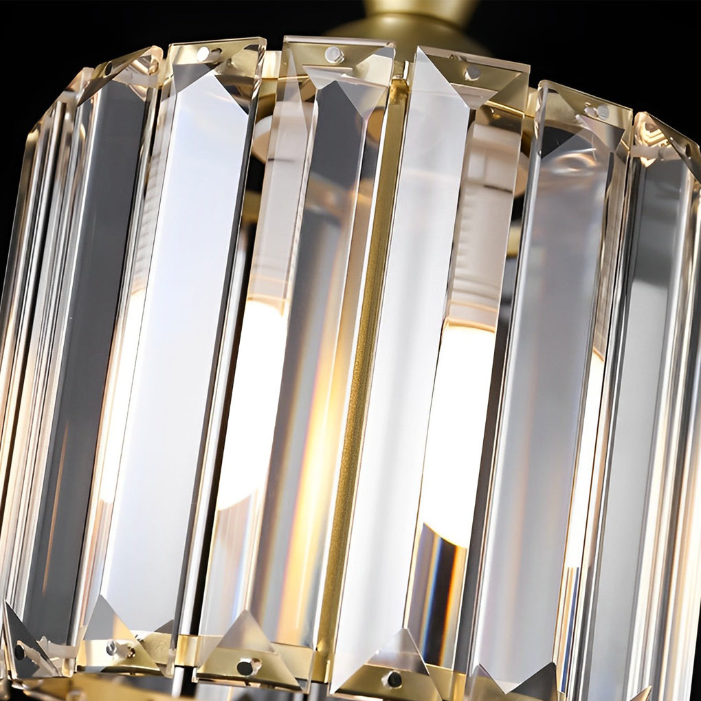 Round Square Metal Crystal Three Step Dimming Modern Pendant Lighting