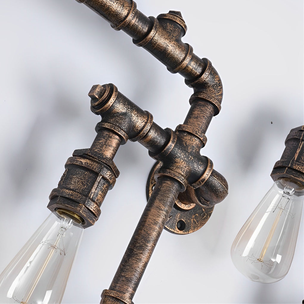 Vintage Iron Water Pipes Retro Creative Industrial Style Wall Light Fixture